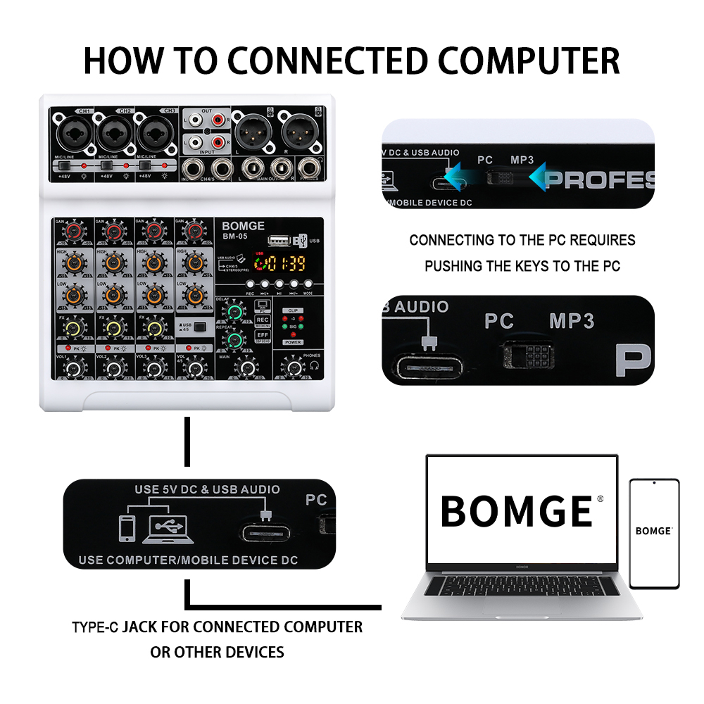 BOMGE 5 kanallı taşınabilir se - Audio Interface incelemesi ve fiyatı