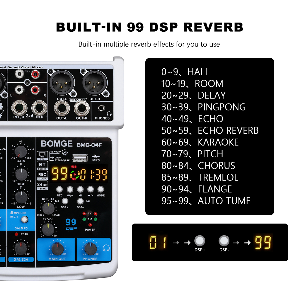 BOMGE Taşınabilir 99DSP 4 Kana - Audio Interface incelemesi ve fiyatı